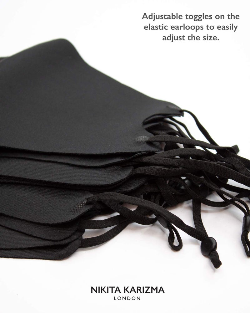KARIZMA Face Wardrobe Cloth Face Mask for Women Pack. 6 Buttery Soft Black Face Masks Washable Fabric with Adjustable Ear Loops. Face Mask Reusable and Stretchy. Comfortable and Fresh Facemask - Image 4